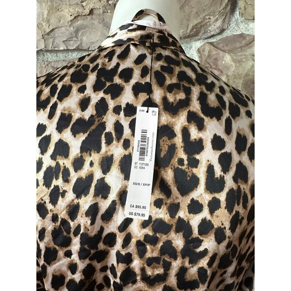 NWT Victoria's Secret Cheetah Lace Kimono Bath Lounge Robe XS/S msrp $79